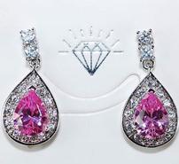 Pink Sapphire White Topaz Earrings 202//185